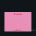 Carte De Remerciements Typographie Gras Personnalisée Rose Rouge Bat mitz<br><div class="desc">Typographie en gras personnalisée Carte de remerciements en rose et en rouge moderne</div>