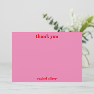 Carte De Remerciements Typographie Gras Personnalisée Rose Rouge Bat mitz