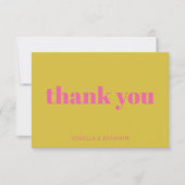 Carte De Remerciements Typographie Gras Rose Jaune Personnalisé Mariage P (Devant)