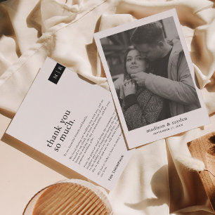 Carte De Remerciements Typographie minimale Chic Monogramme Mariage photo