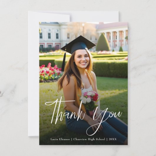 Carte De Remerciements Typographie minimale de script blanc (Devant)