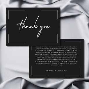 Carte De Remerciements Typographie minimale Mariage noir et blanc