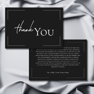 Carte De Remerciements Typographie minimale Mariage photo noir et blanc