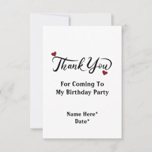 Carte De Remerciements Typographie minimaliste Calligraphie Anniversaire