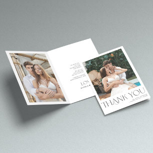 Carte De Remerciements Typographie moderne 2 mariage photo plié