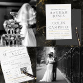 Carte De Remerciements Typographie moderne chic noir & blanc