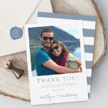 Carte De Remerciements Typographie moderne Dusty Bleu Minimaliste Mariage<br><div class="desc">Dites merci avec style avec ces cartes de remerciement mariages modernes et très tendance. Le design est facile à personnaliser avec votre propre photo et votre propre libellé et votre famille et vos amis seront ravis quand ils recevront ces fabuleux remerciements. Les éléments correspondants se trouvent dans la collection.</div>