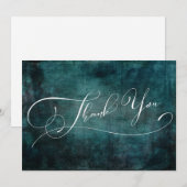 Carte De Remerciements Typographie moderne élégante Perturbé Turquoise Gr (Devant / Derrière)