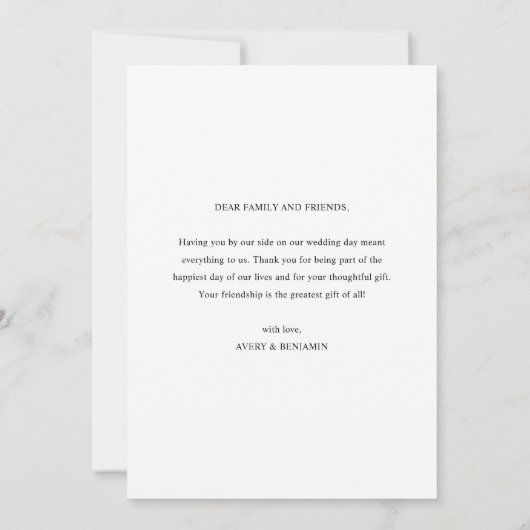 Carte De Remerciements Typographie moderne élégante Photo simple Mariage (Dos)