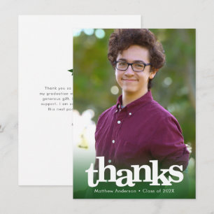 Carte De Remerciements Typographie moderne en gras de graduation de photo