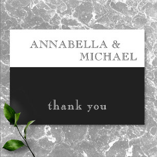 Carte De Remerciements Typographie moderne Mariage noir blanc