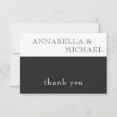 Carte De Remerciements Typographie moderne Mariage noir blanc (Devant)