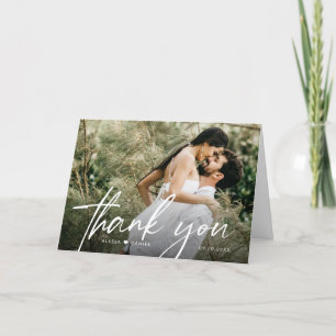 Carte De Remerciements Typographie moderne minimaliste 2 Mariage photo