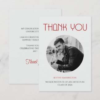 Carte De Remerciements Typographie moderne minimaliste élégante rouge noi