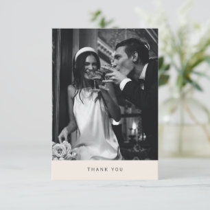 Carte De Remerciements Typographie Moderne Minimaliste Photo Mariage Ivoi