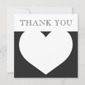 Carte De Remerciements Typographie moderne Noir Blanc Mariage Coeur (Devant)