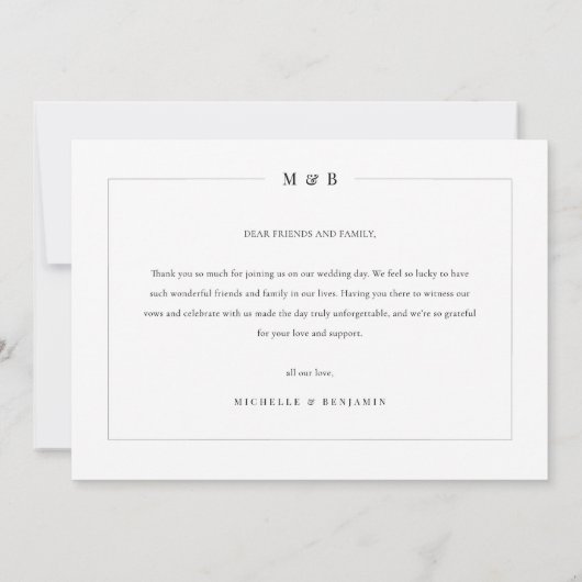 Carte De Remerciements Typographie moderne Simple Elégant Mariage Photo (Dos)