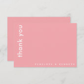 Carte De Remerciements Typographie Moderne Simple Rose Mariage Personnali (Devant / Derrière)