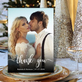 Carte De Remerciements Typographie moderne superposition Script Mariage p