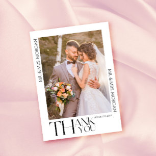Carte De Remerciements Typographie moderne Texte et photo MARIAGE