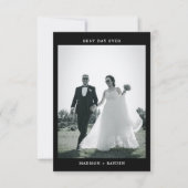 Carte De Remerciements Typographie noir et blanc Mariage photo (Devant)