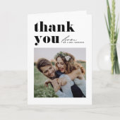 Carte De Remerciements Typographie noir Retro Mariage photo moderne (Devant)