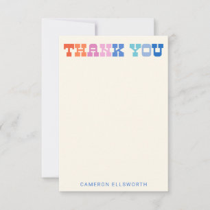 Carte De Remerciements Typographie occidentale colorée personnalisée tend