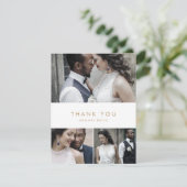 Carte De Remerciements Typographie Or Chic 3 Collage Photo (Debout devant)