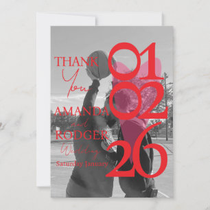 Carte De Remerciements Typographie Rose Rouge Moderne