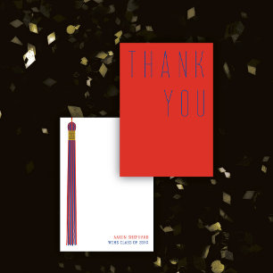 Carte De Remerciements Typographie rouge et bleue pour la remise des dipl
