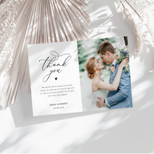 Carte De Remerciements typographie script photo mariage personnalisé