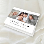 Carte De Remerciements Typographie simple Coeur Bébé Photo Douche<br><div class="desc">Express votre gratitude avec notre "Minuscule 3 Photo avec Coeur Nouveau Merci bébé plié". Cette carte de charme présente un design simple et sucré et des photos personnalisables, parfaites pour présenter des souvenirs de votre journée spéciale. Personnalisez le message à l'intérieur pour ajouter une touche de coeur, faisant de ces...</div>
