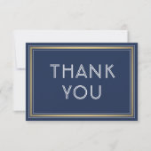 Carte De Remerciements Typographie simple et élégante Marine Bleu, Blanc  (Devant)