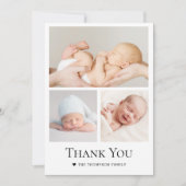Carte De Remerciements Typographie simple Grille photo Baby Boy (Devant)
