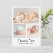 Carte De Remerciements Typographie simple Grille photo Baby Boy (Debout devant)
