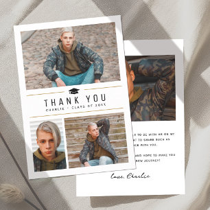 Carte De Remerciements Typographie simple moderne 4 Diplôme photo