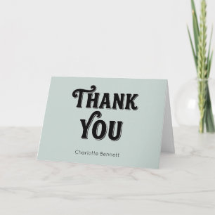 Carte De Remerciements Typographie verte rétro noire personnalisée