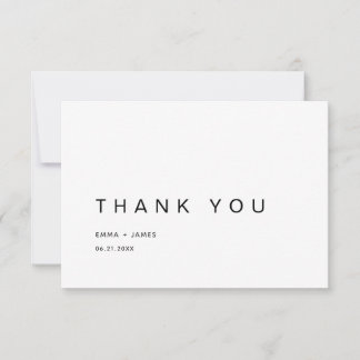 Carte De Remerciements Ultra Minimaliste Simple Mariage Moderne