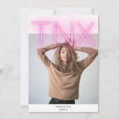 Carte De Remerciements Ultra moderne Gras NEON PINK TNX Simple Gradué (Devant)