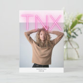 Carte De Remerciements Ultra moderne Gras NEON PINK TNX Simple Gradué (Debout devant)