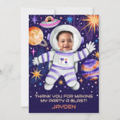 Carte De Remerciements Un astronaute dans l'espace avec des planètes et d (Devant)
