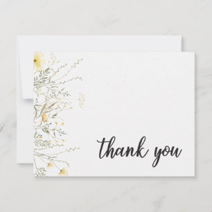 Carte De Remerciements Un Baby shower D'Aquarelle Jaune Un Peu Fleur sauv