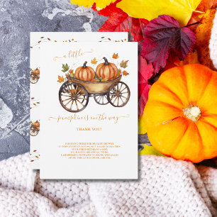 Carte De Remerciements Un Baby shower D'Automne Un Peu Citrouille Neutre