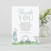 Carte De Remerciements Un Baby shower De Golf Un Peu Bleu (Debout devant)