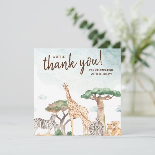 Carte De Remerciements Un Baby shower Safari Un Peu Sauvage (Debout devant)