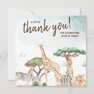Carte De Remerciements Un Baby shower Un Peu Sauvage Un Safari Animaux