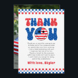 Carte De Remerciements Un bébé américain 4 juillet premier anniversaire<br><div class="desc">Célébrez le premier anniversaire de votre enfant dans le style américain avec notre "One American Babe 4 juillet First Birthday Carte de remerciements." Cette carte de charme est parfaite pour exprimer sa gratitude à la famille et aux amis qui ont participé aux festivités. Décoré de tons patriotiques rouges, blancs et...</div>