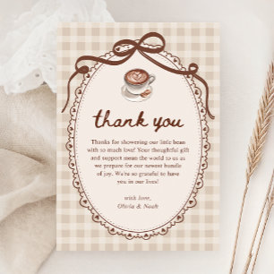Carte De Remerciements Un bébé se prépare Gingham Café Baby Shower