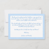 Carte De Remerciements Un canard chanceux bleu en vichy anniversaire merc (Dos)