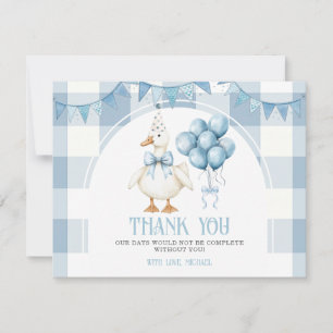 Carte De Remerciements Un Canard Silly Goose 1er Anniversaire Gingham Ble